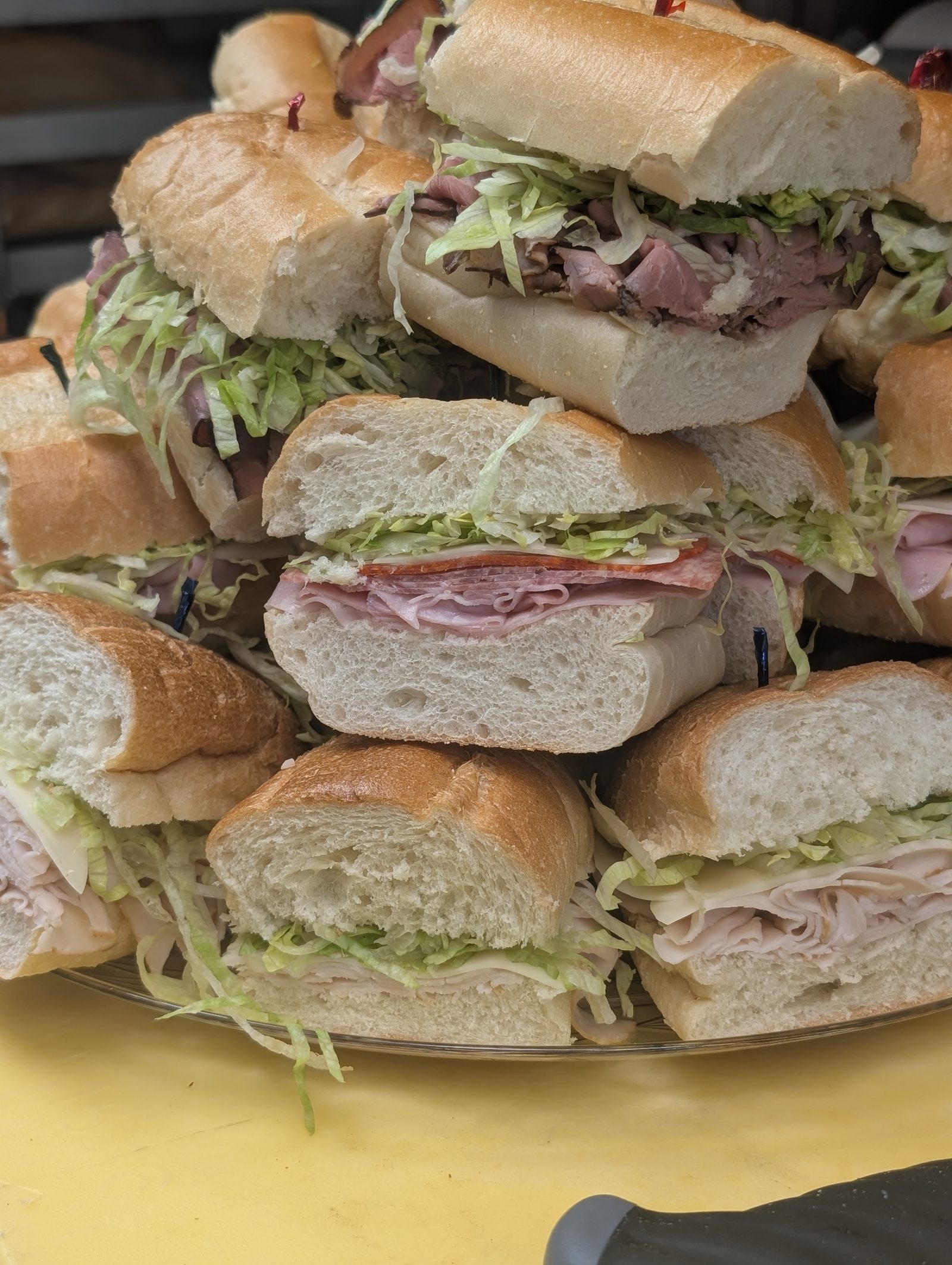 Hoagie platter tray built for catering at Sak's Deli