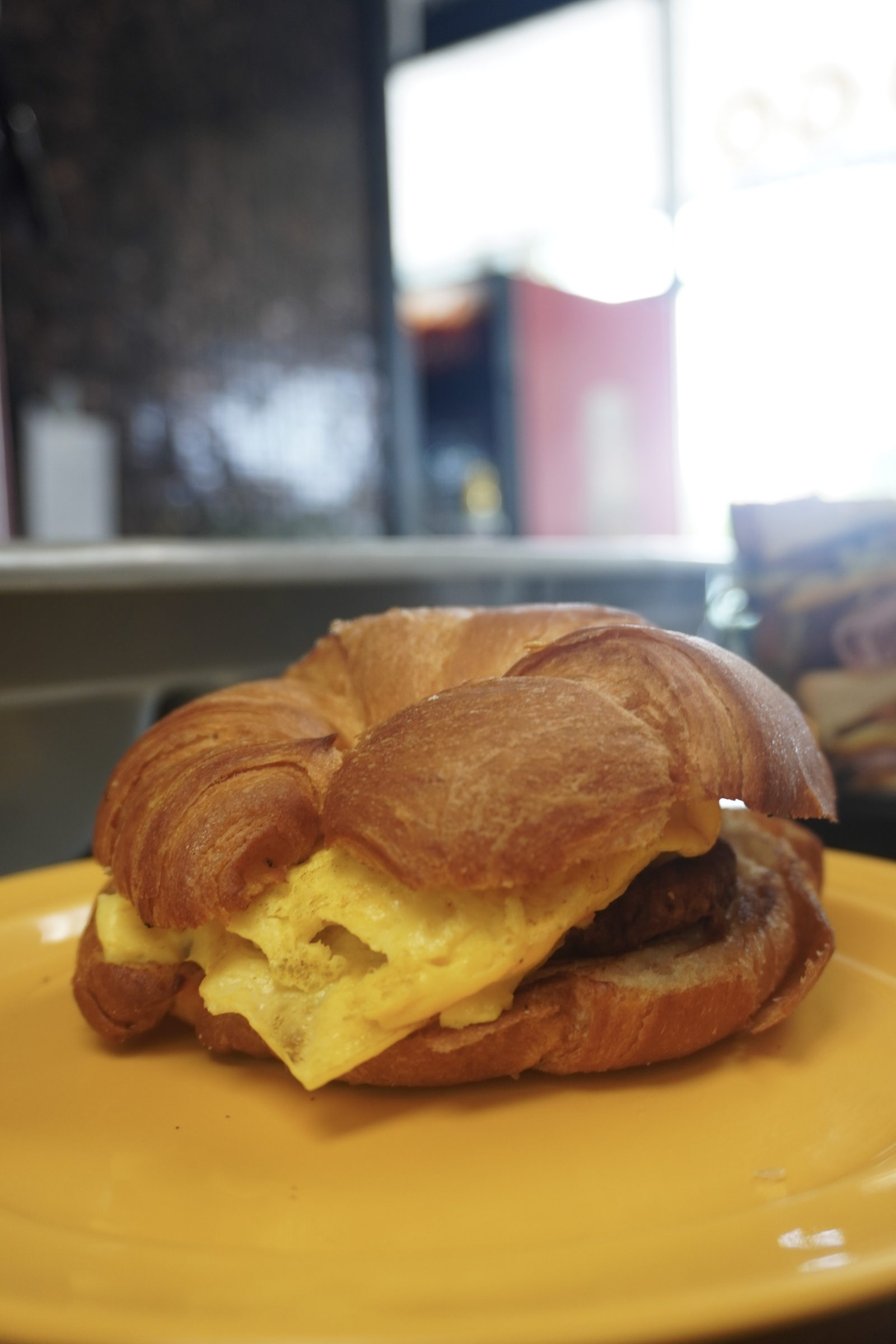 Croissant breakfast sandwich from Sak's Deli