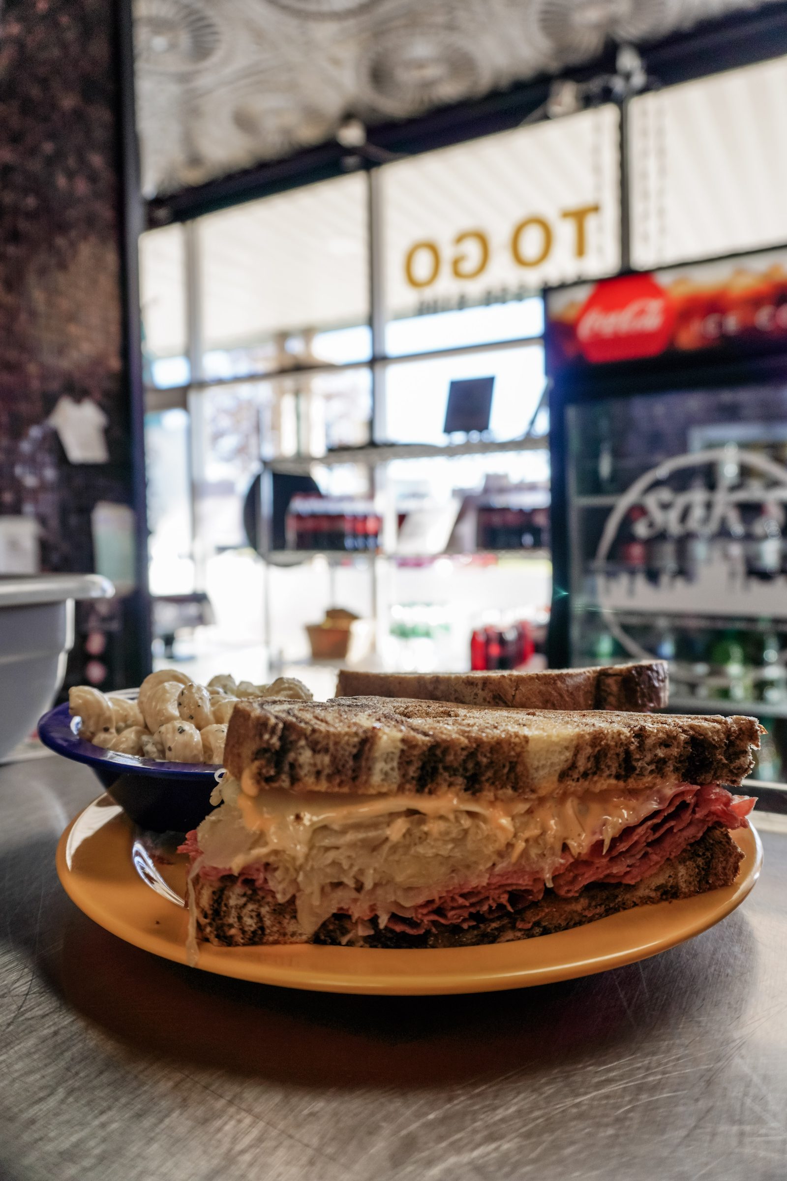 Reuben with mac salad from Sak's Deli in Johnston County NC