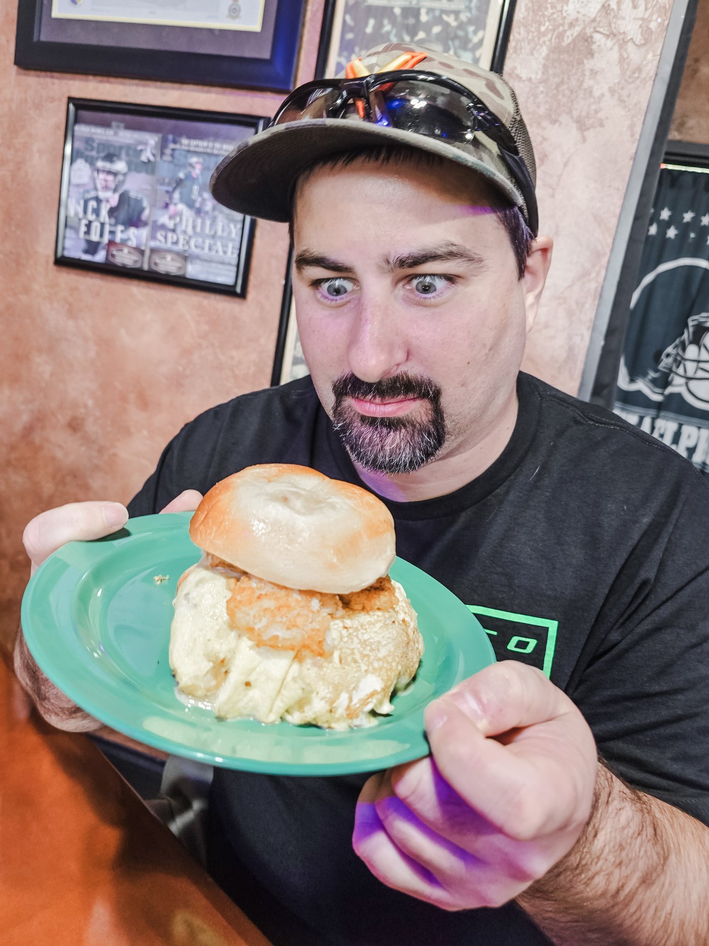 Regular hyped for his sandwich at Sak's Deli